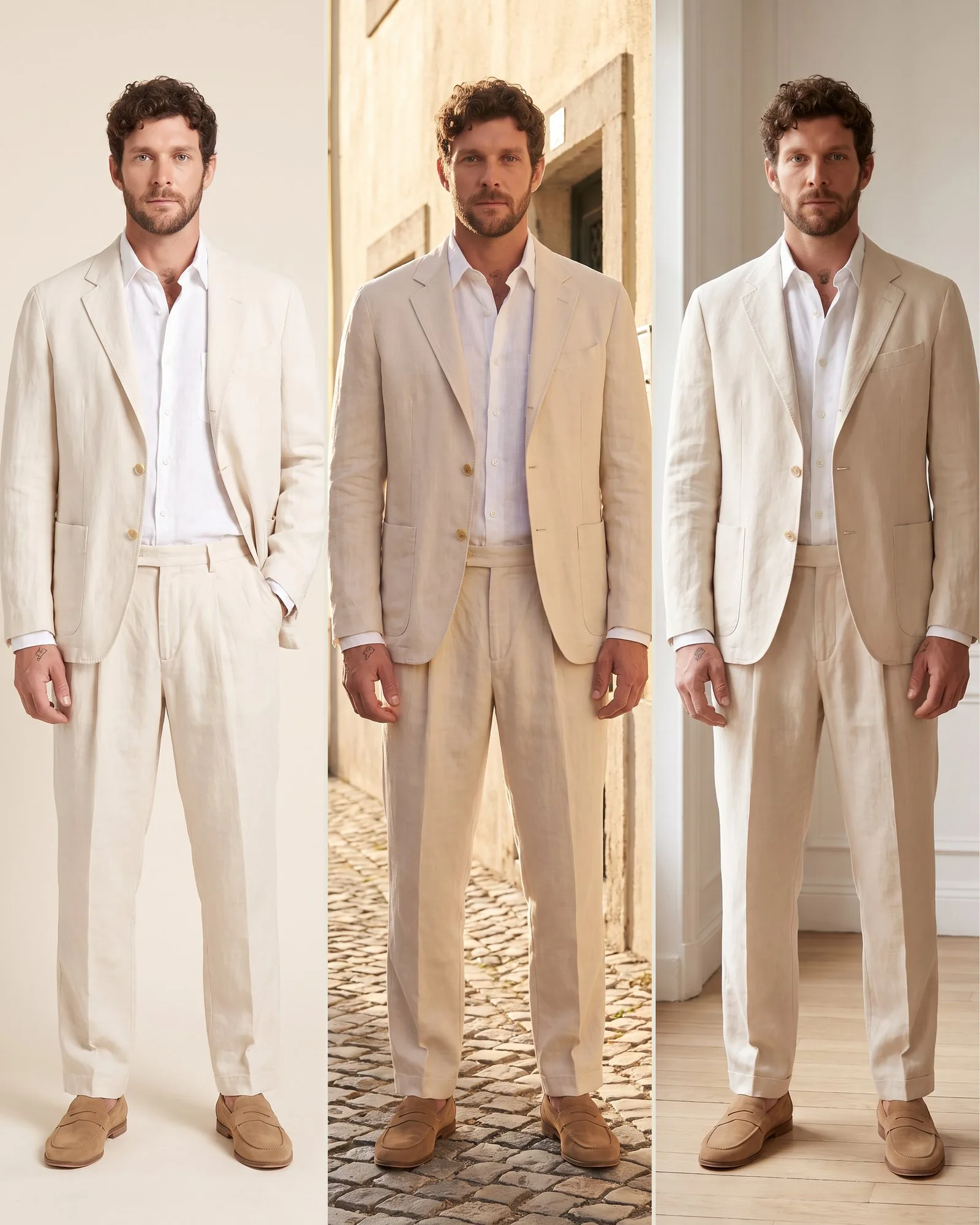 The same model in three lighting environments